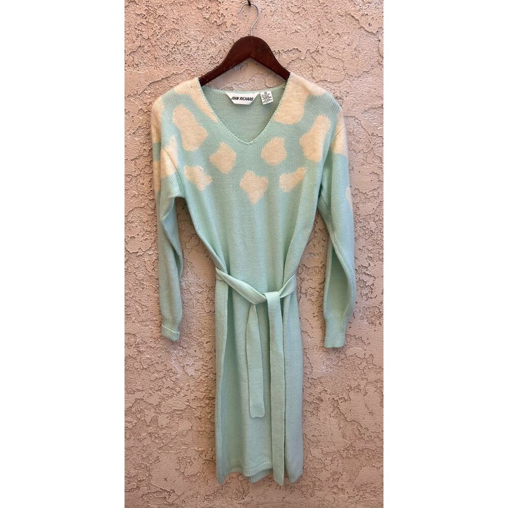 Vintage Mint Green and Cream Midi Dress